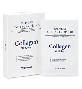 WellDerma Sapphire Collagen Hydro Essential Mask / Увлажняющая и омолаживающая маска с коллагеном и гиалуроновой кислотой, 10*30мл