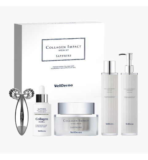 Wellderma Sapphire Collagen Impact Special Set / Премиальный набор из 5 предметов (тоник/ эмульсия/ сыворотка/ крем/ массажер), 100 мл + 100 мл + 50 мл + 50 гр + 1 шт Wellderma Sapphire Collagen Impact Special Set / Премиальный набор из 5 предметов (тоник/ эмульсия/ сыворотка/ крем/ массажер), 100 мл + 100 мл + 50 мл + 50 гр + 1 шт